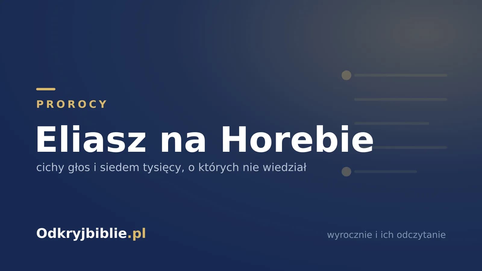 Eliasz na Horebie — cichy głos i siedem tysięcy, o których nie wiedział