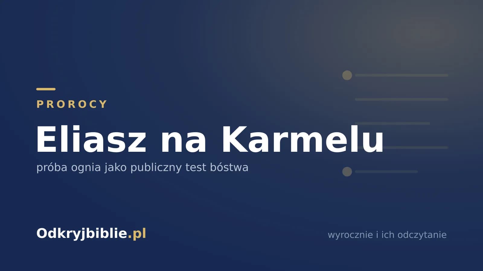 Eliasz na Karmelu — próba ognia jako publiczny test bóstwa