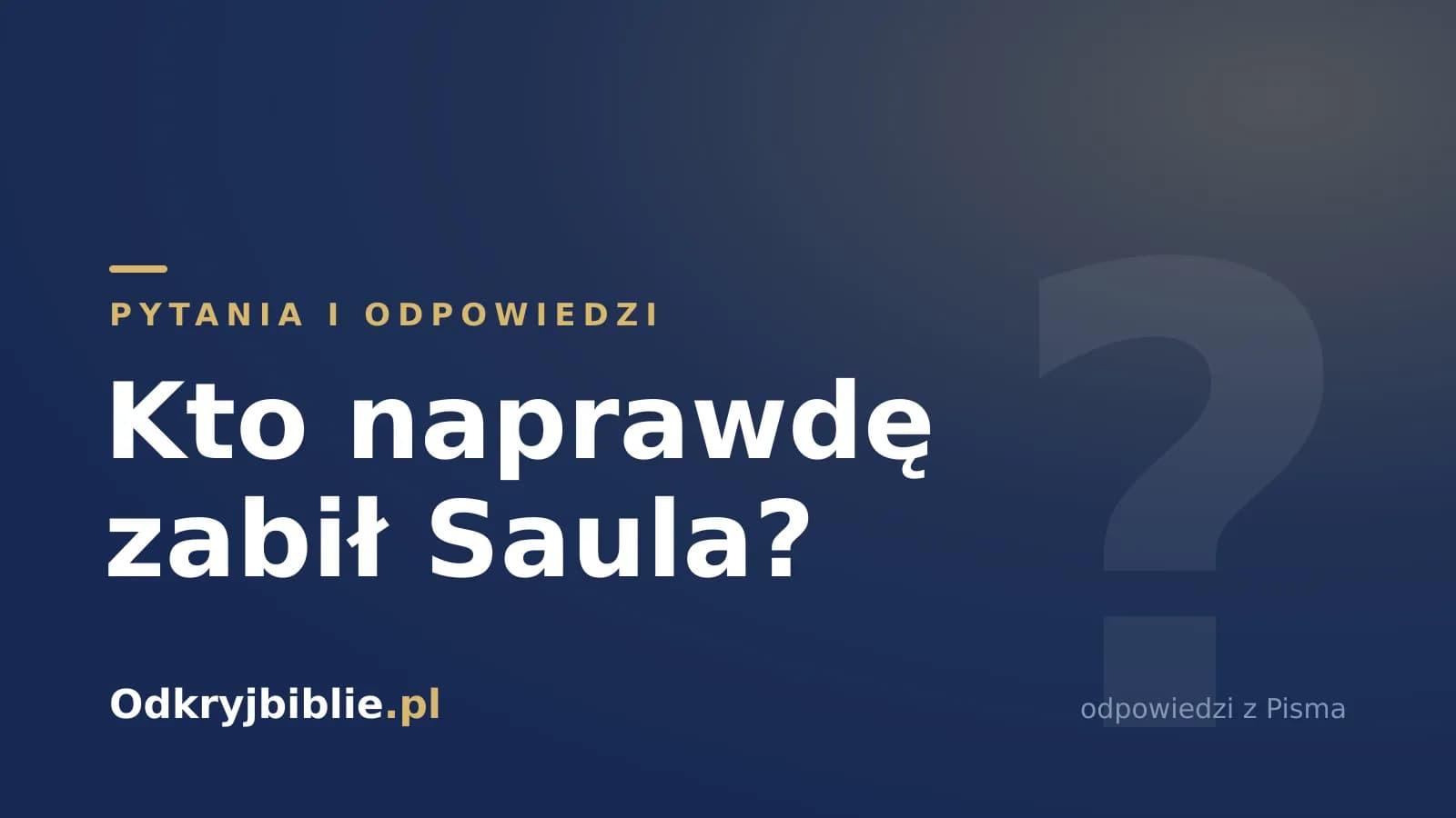 Kto naprawdę zabił Saula?