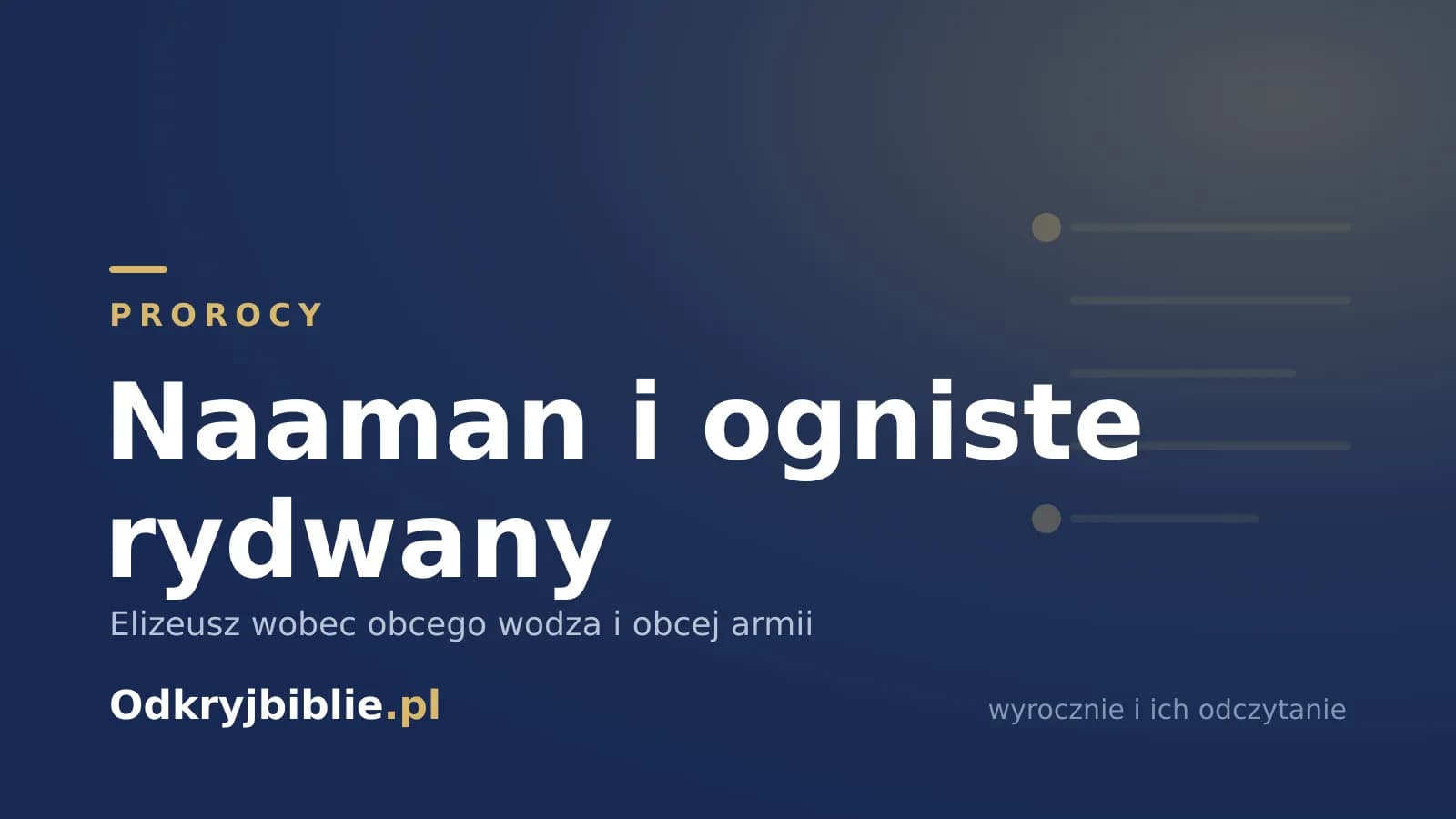 Naaman i ogniste rydwany — Elizeusz wobec obcego wodza i obcej armii