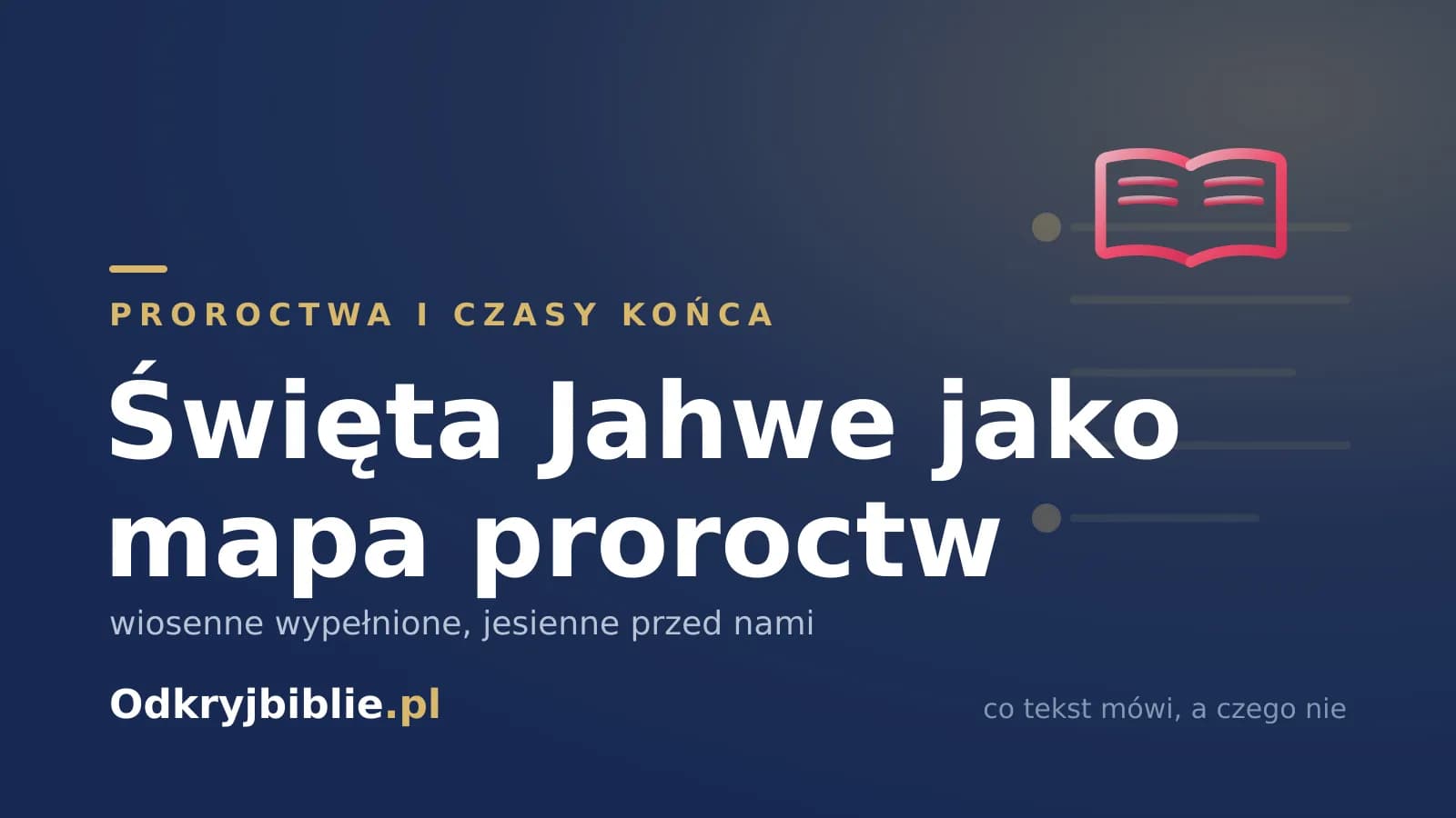 Święta Jahwe jako mapa proroctw — wiosenne wypełnione, jesienne przed nami