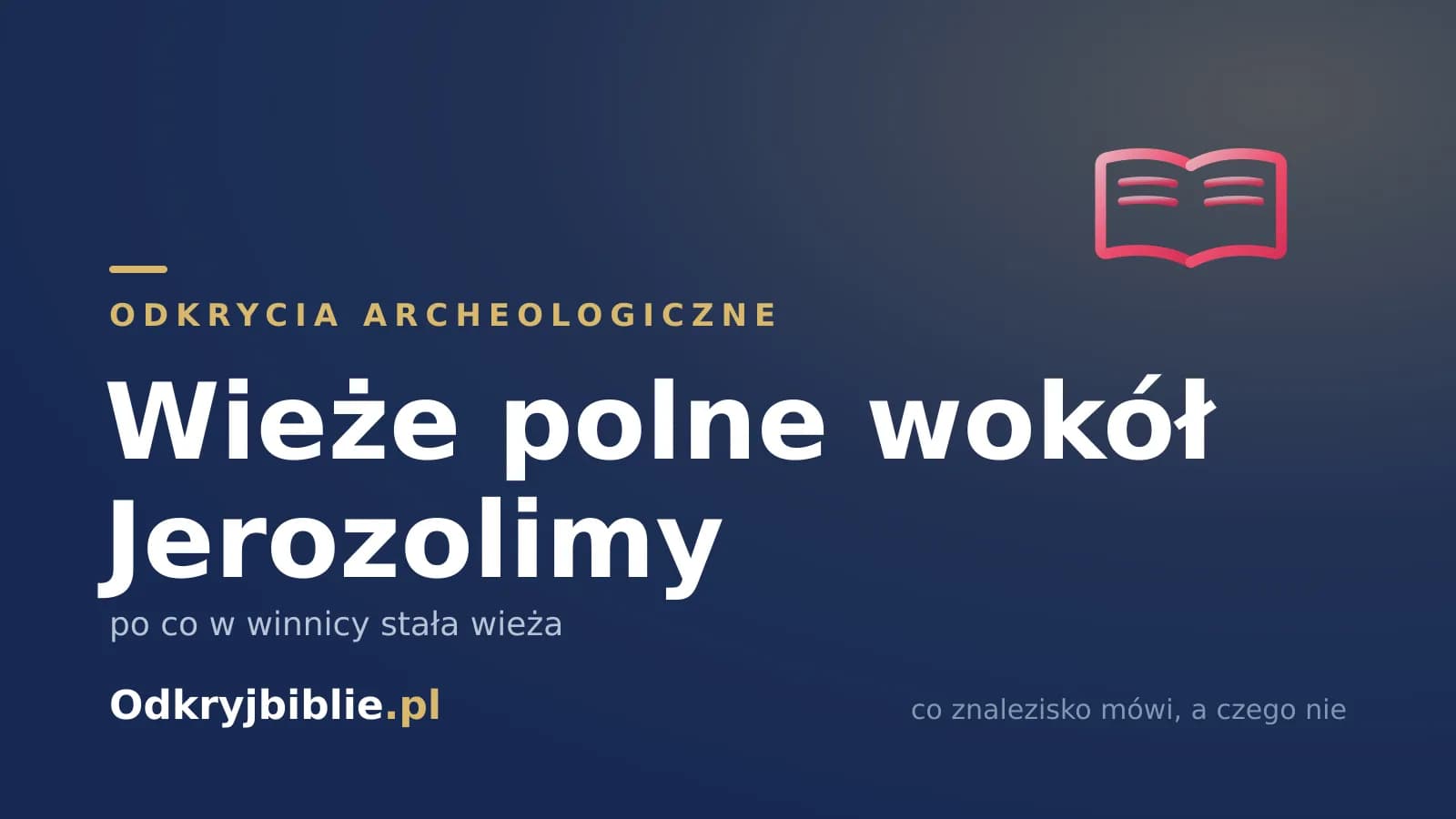 Wieże polne wokół Jerozolimy — po co w winnicy stała wieża