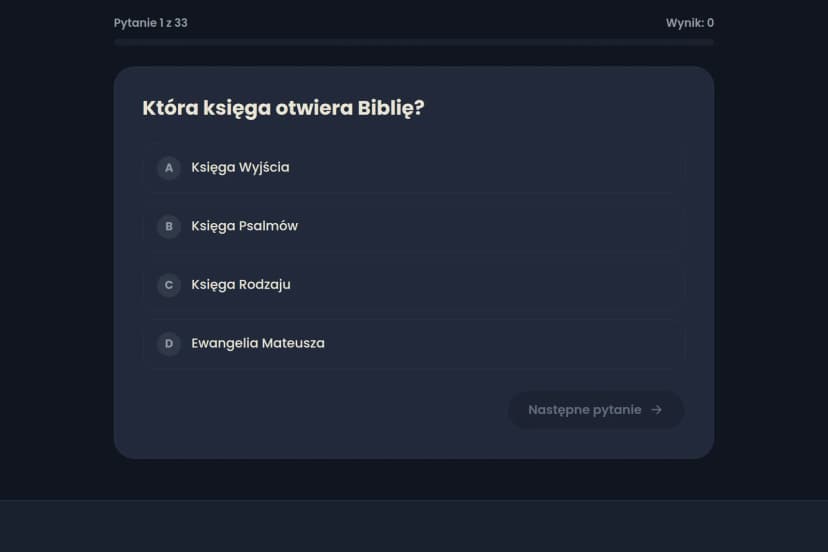 Zrzut ekranu: Quizy biblijne
